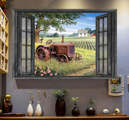 Vintage Retro Farmer Cornfield Canvas Painting Art 3D Window View Gift Idea Framed Prints, Canvas Paintings Framed Matte Canvas 8x10