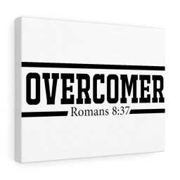 Scripture Canvas Overcomer Romans 8:37 Christian Bible Verse Meaningful Framed Prints, Canvas Paintings Framed Matte Canvas 8x10