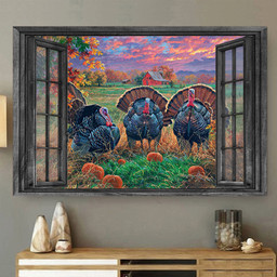 Turkey 3D Window View Painting Art Opend Window Farm Animals Lover Framed Prints, Canvas Paintings Wrapped Canvas 8x10