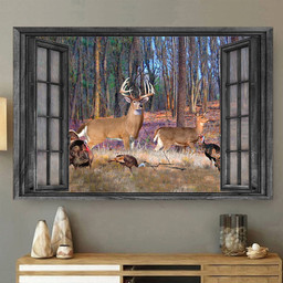 Blacktail Deer 3D Window View Gift Couple Turkeys Hunting Lover Da0401-Tnt Framed Prints, Canvas Paintings Framed Matte Canvas 8x10