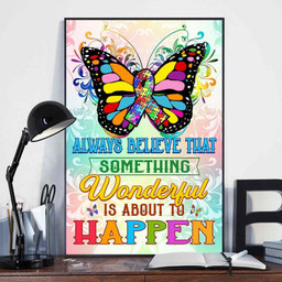 Something Wonderful Is To Happen Butterfly Autism Awareness Matte Gallery Canvas Painting, Canvas Hanging Gift Idea Framed Prints, Canvas Paintings Wrapped Canvas 8x10