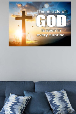 Scripture Canvas The Miracle of God Christian Bible Verse Meaningful Framed Prints, Canvas Paintings Framed Matte Canvas 16x24