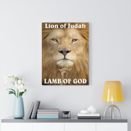 Scripture Canvas Lion of Judah Lamb of God Christian Bible Verse Meaningful Framed Prints, Canvas Paintings Framed Matte Canvas 20x30