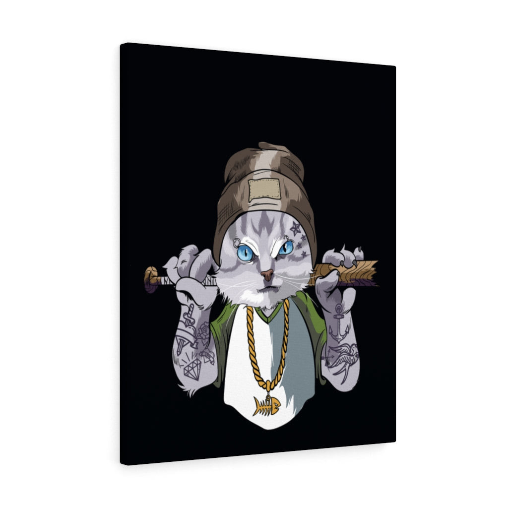 Thug Life Kitty Gangsta Cat Printed On Ready To Hang Stretched Canvas Funny Framed Prints, Canvas Paintings Wrapped Canvas 8x10