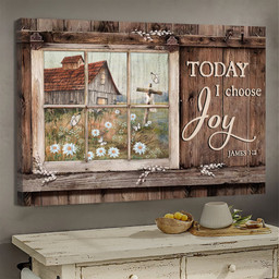 Window Painting Daisy Garden Today I Choose Joy Matte Gallery Canvas Painting, Canvas Hanging Gift Idea Framed Prints, Canvas Paintings Framed Matte Canvas 8x10
