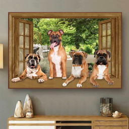 Boxer 3D Window View Canvas Painting Art Living Decor Gift For Dogs Lover Framed Prints, Canvas Paintings Wrapped Canvas 8x10