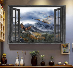 Eagle 3D Window View Canvas Painting Art Eagle On Top Of The Mountains Gift Idea Easter Framed Prints, Canvas Paintings Wrapped Canvas 8x10