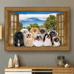 Pekingese 3D Window View Canvas Painting Art 3D Window View Dogs Lover Gift Idea Framed Prints, Canvas Paintings Wrapped Canvas 8x10