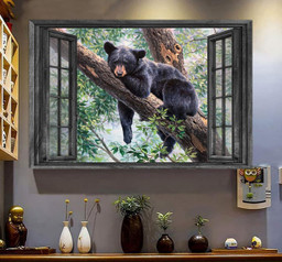 Black Bears 3D Window View Prints 3D Window View Wild Animals Lover Gift Idea Gift Father Day Framed Prints, Canvas Paintings Framed Matte Canvas 8x10