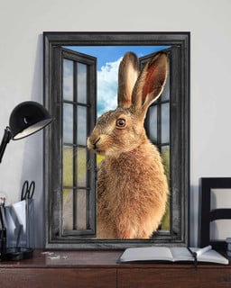 Rabbit 3D Window View Canvas Painting Art Wild Animals Gift For Friend No Frame Framed Prints, Canvas Paintings Wrapped Canvas 8x10