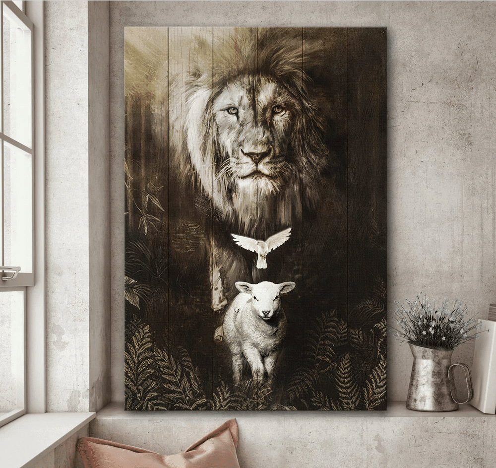 Lion Of Judah Lamb Of God Dove Matte Gallery Canvas Painting, Canvas Hanging Gift Idea Framed Prints, Canvas Paintings Wrapped Canvas 8x10
