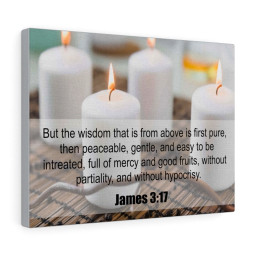Scripture Canvas Without Hypocrisy James 3:17 Christian Bible Verse Meaningful Framed Prints, Canvas Paintings Framed Matte Canvas 12x16