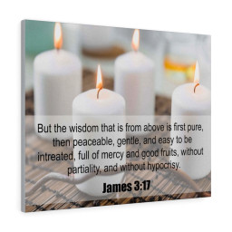 Scripture Canvas Without Hypocrisy James 3:17 Christian Bible Verse Meaningful Framed Prints, Canvas Paintings Framed Matte Canvas 8x10