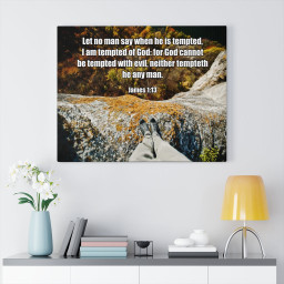 Scripture Canvas God Cannot Be Tempted James 1:13 Christian Bible Verse Meaningful Framed Prints, Canvas Paintings Framed Matte Canvas 32x48