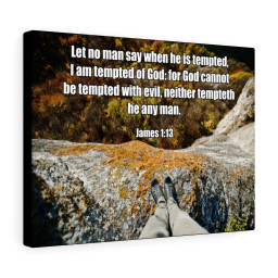 Scripture Canvas God Cannot Be Tempted James 1:13 Christian Bible Verse Meaningful Framed Prints, Canvas Paintings Framed Matte Canvas 12x16