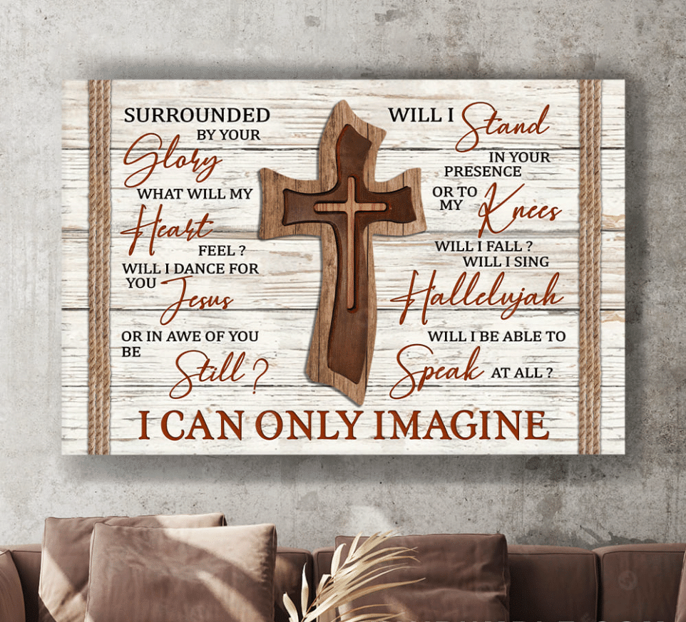 Cross Wooden I Can Only Imagine Jesus Matte Gallery Canvas Painting, Canvas Hanging Gift Idea Framed Prints, Canvas Paintings Wrapped Canvas 8x10