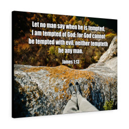 Scripture Canvas God Cannot Be Tempted James 1:13 Christian Bible Verse Meaningful Framed Prints, Canvas Paintings Framed Matte Canvas 8x10