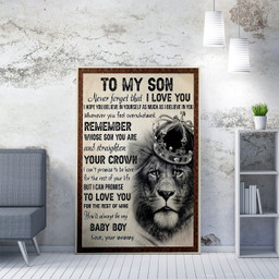 Custom Lion Gift For Son, Whenever You Feel Overwhelmed Remember Whose Son Framed Prints, Canvas Paintings Framed Matte Canvas 12x16