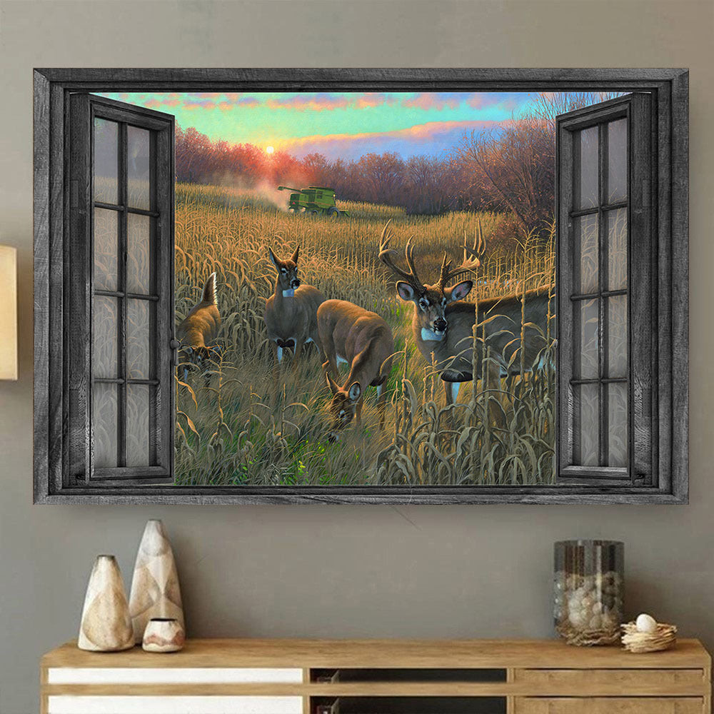 Blacktail Deer 3D Window View Gift Couple Maize Hunting Lover Da0397-Tnt Framed Prints, Canvas Paintings Wrapped Canvas 8x10