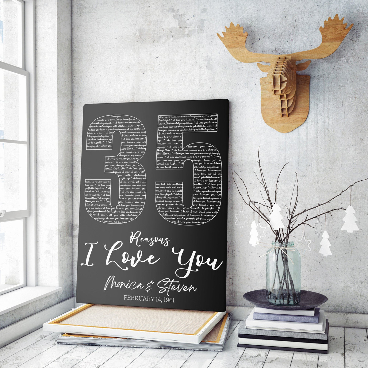 35Th Anniversary Gift Wall Art, Custom 35Th Anniversary Sign Framed Prints, Canvas Paintings Wrapped Canvas 8x10