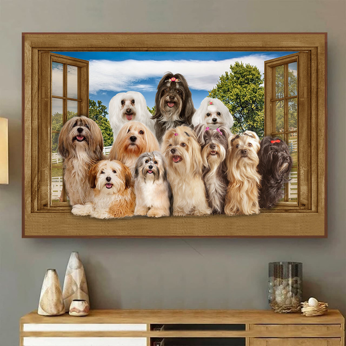 Havanese 3D Window View Canvas Painting Art 3D Window View Dogs Lover Gift Idea Framed Prints, Canvas Paintings Wrapped Canvas 8x10