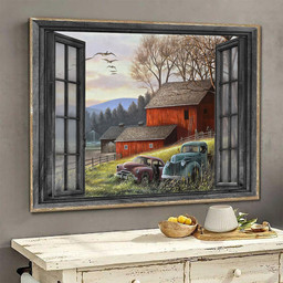 Car 3D Window View Wall Arts Painting Prints Peaceful Farm Ha0526-Tnt Framed Prints, Canvas Paintings Wrapped Canvas 8x10