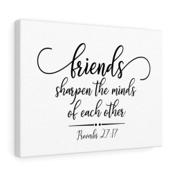 Scripture Canvas Friends Proverbs 27:17 Christian Bible Verse Meaningful Framed Prints, Canvas Paintings Framed Matte Canvas 20x30