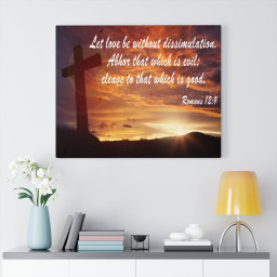 Scripture Canvas Love Without Dissimulation Romans 12:9 Christian Bible Verse Meaningful Framed Prints, Canvas Paintings Framed Matte Canvas 32x48