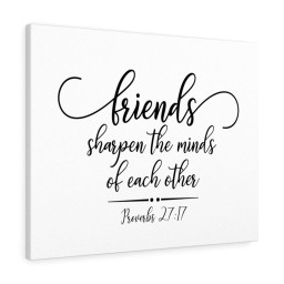 Scripture Canvas Friends Proverbs 27:17 Christian Bible Verse Meaningful Framed Prints, Canvas Paintings Framed Matte Canvas 8x10