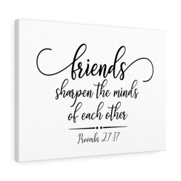 Scripture Canvas Friends Proverbs 27:17 Christian Bible Verse Meaningful Framed Prints, Canvas Paintings Wrapped Canvas 12x16