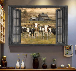 Dairy 3D Window View Canvas Painting Art Farm Animals Gift For Friend Framed Prints, Canvas Paintings Framed Matte Canvas 8x10