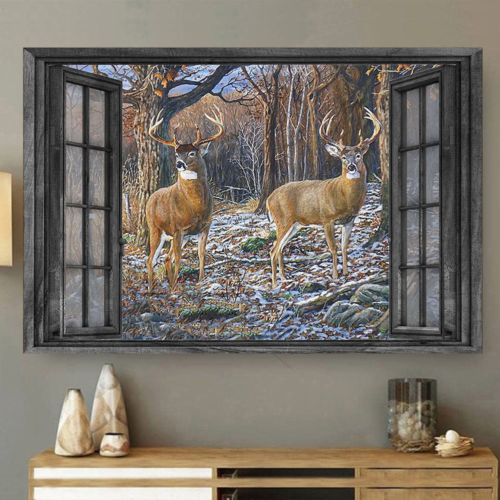 Black Tailed Deer 3D Window View Gilf Couple Ice Hunting Lover Da0416-Tnt Framed Prints, Canvas Paintings Wrapped Canvas 8x10