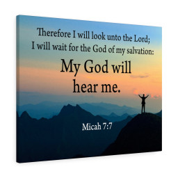 Scripture Canvas My God Will Hear Me Micah 7:7 Christian Bible Verse Meaningful Framed Prints, Canvas Paintings Framed Matte Canvas 20x30
