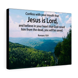 Scripture Canvas Jesus is Lord Romans 10:9 Christian Bible Verse Meaningful Framed Prints, Canvas Paintings Framed Matte Canvas 8x10
