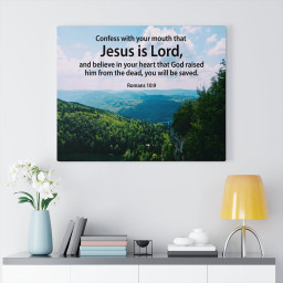 Scripture Canvas Jesus is Lord Romans 10:9 Christian Bible Verse Meaningful Framed Prints, Canvas Paintings Framed Matte Canvas 16x24