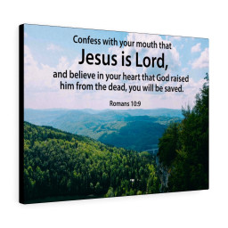 Scripture Canvas Jesus is Lord Romans 10:9 Christian Bible Verse Meaningful Framed Prints, Canvas Paintings Framed Matte Canvas 12x16