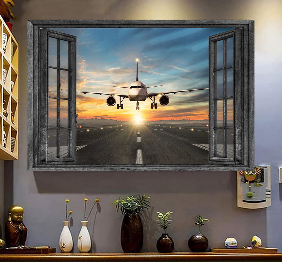 Pilot 3D Window View Painting Art Print Gift Idea For Your Friend Framed Prints, Canvas Paintings Wrapped Canvas 8x10