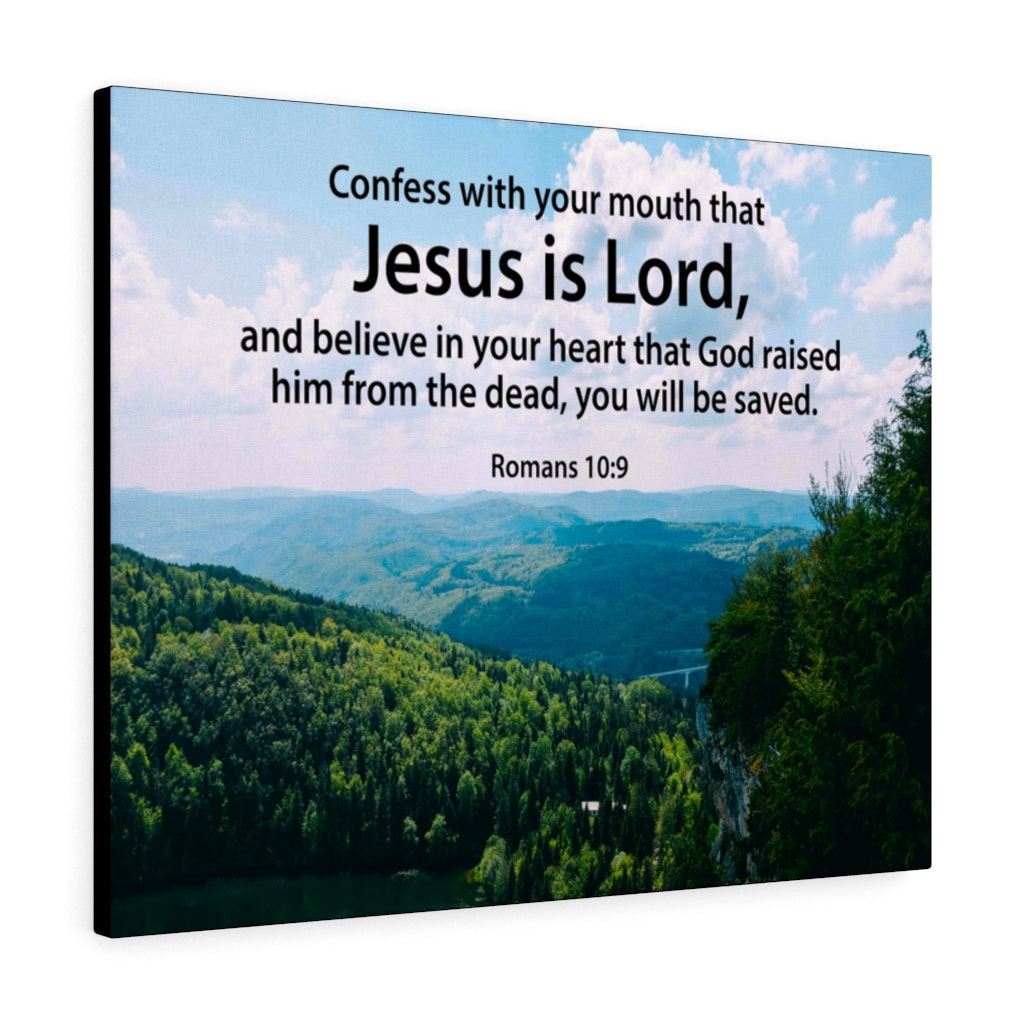 Scripture Canvas Jesus is Lord Romans 10:9 Christian Bible Verse Meaningful Framed Prints, Canvas Paintings Wrapped Canvas 8x10