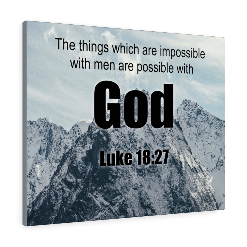 Scripture Canvas Men Are Possible With God Luke 18:27 Christian Bible Verse Meaningful Framed Prints, Canvas Paintings Wrapped Canvas 8x10