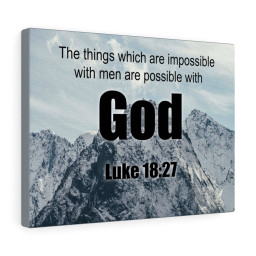 Scripture Canvas Men Are Possible With God Luke 18:27 Christian Bible Verse Meaningful Framed Prints, Canvas Paintings Framed Matte Canvas 8x10