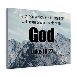 Scripture Canvas Men Are Possible With God Luke 18:27 Christian Bible Verse Meaningful Framed Prints, Canvas Paintings Framed Matte Canvas 12x16