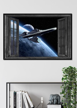 Spacecraft Star War Vintage 3D Window View Gift Idea Movie For Housewarming Framed Prints, Canvas Paintings Framed Matte Canvas 32x48