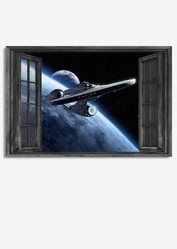 Spacecraft Star War Vintage 3D Window View Gift Idea Movie For Housewarming Framed Prints, Canvas Paintings Framed Matte Canvas 8x10
