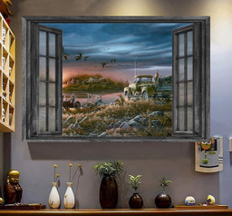 Vintage Retro Farmer Mallard Canvas Painting Art 3D Window View Gift Idea Gift Birthday Framed Prints, Canvas Paintings Wrapped Canvas 8x10
