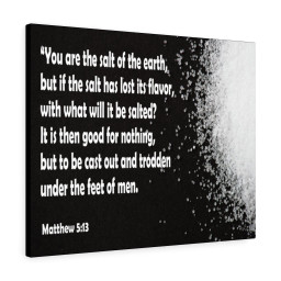 Bible Verse Canvas You Are The Salt of The Earth Matthew 5:13 Christian Home Decor Wall Art Scripture Ready to Hang Faith Print