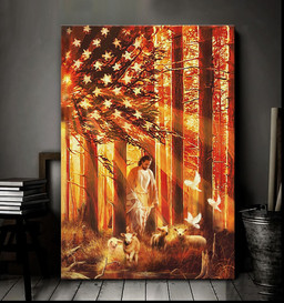 Jesus Walking With The Lambs - Matte Canvas, Wall Art Canvas