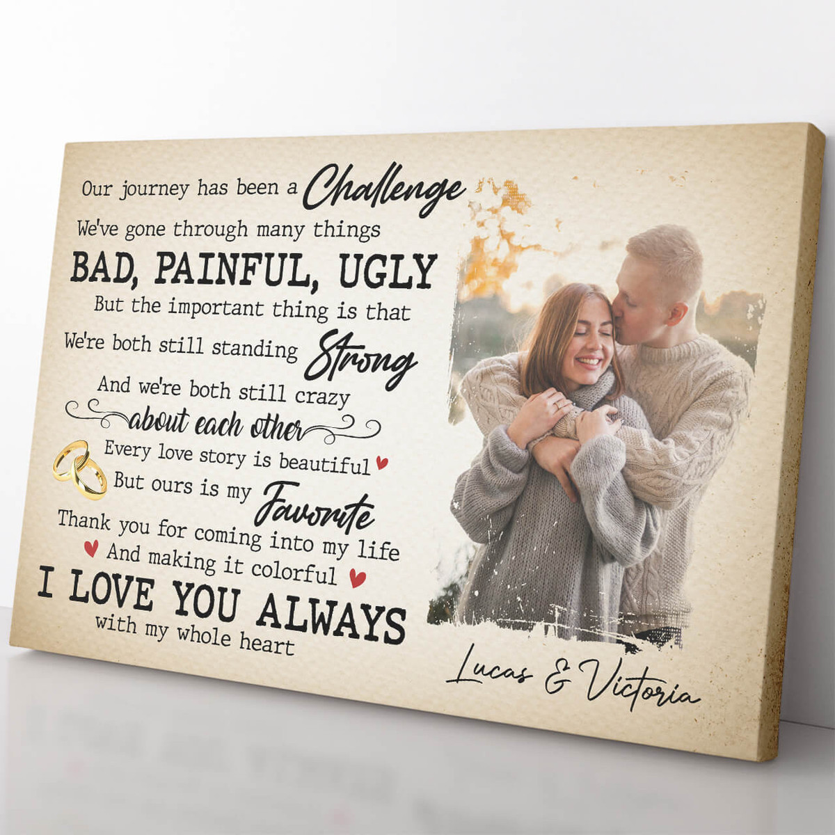Our Journey Has Been a Challenge Canvas, I Love You Always Canvas Gift for Couple