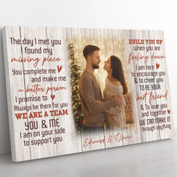 The Day I Met You, We Are A Team, Custom Photo And Nam For Wife Husband Framed Prints, Canvas Paintings Framed Matte Canvas 12x16