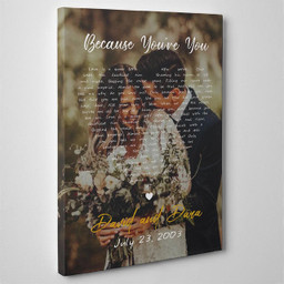 Personalized Anniversary Gift For Grandma Grandpa, Customize Photo Love Song Lyrics Framed Prints, Canvas Paintings Framed Matte Canvas 12x16