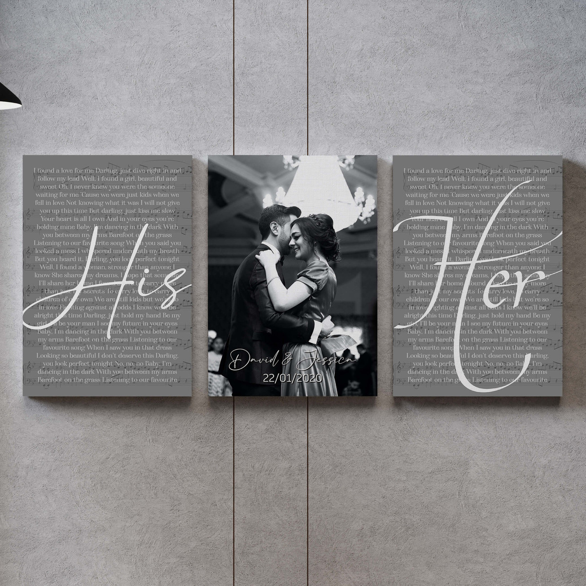 Custom Wedding Photo And Vows Set Of Wall Art, Wedding Anniversary Gift Ideas For Couple Framed Prints, Canvas Paintings Wrapped Canvas 8x10